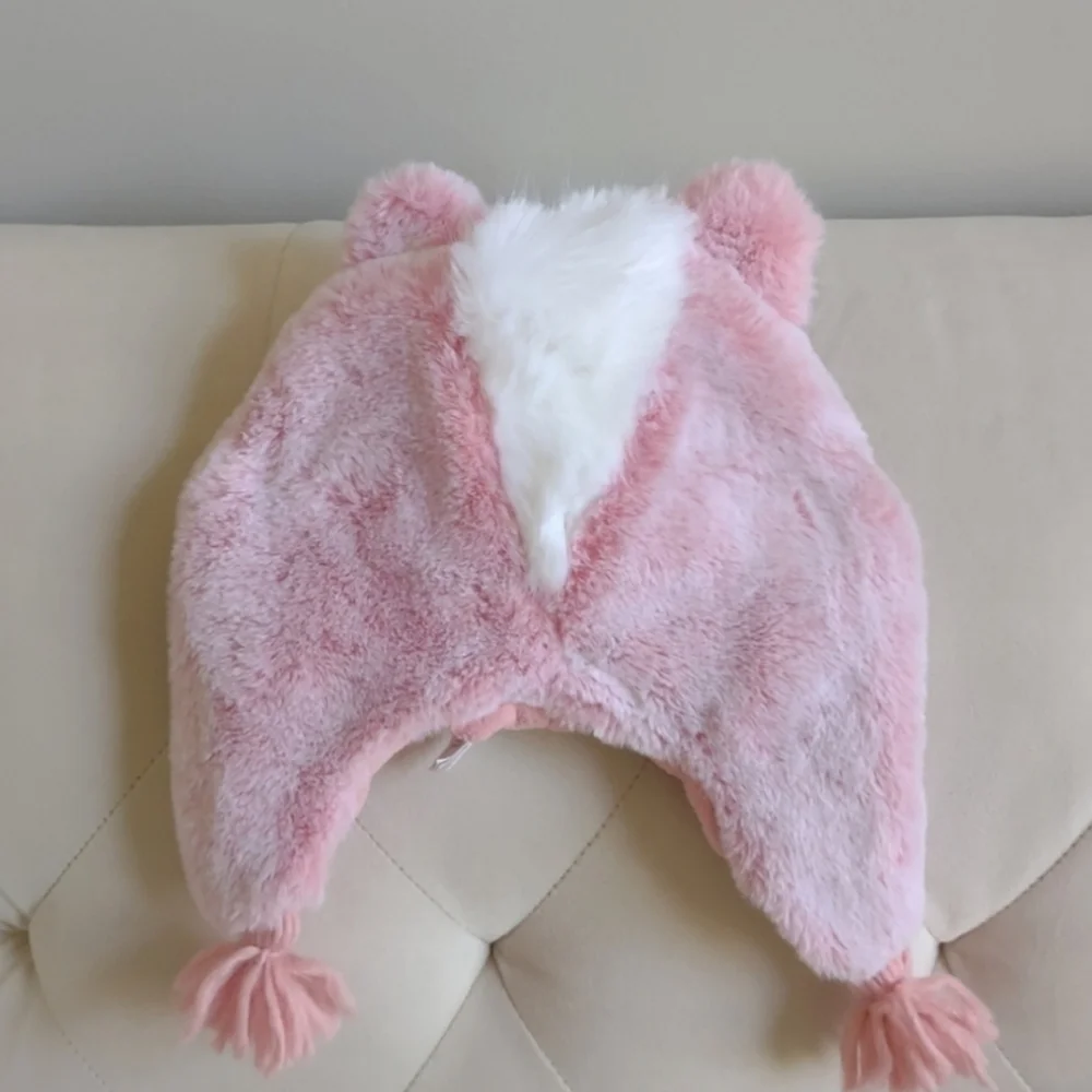 The Children’s Place Toddler Girls Pink Faux Fur Unicorn Winter Hat Large 4T-5T